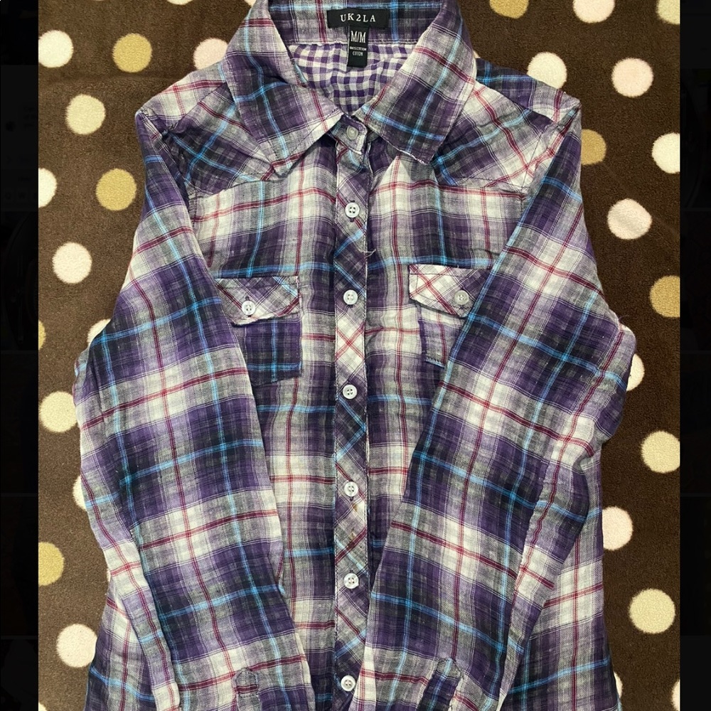 Purple plaid shirt long sleeve